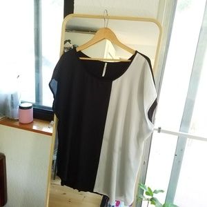 Modcloth Asymmetrical Black and White Top